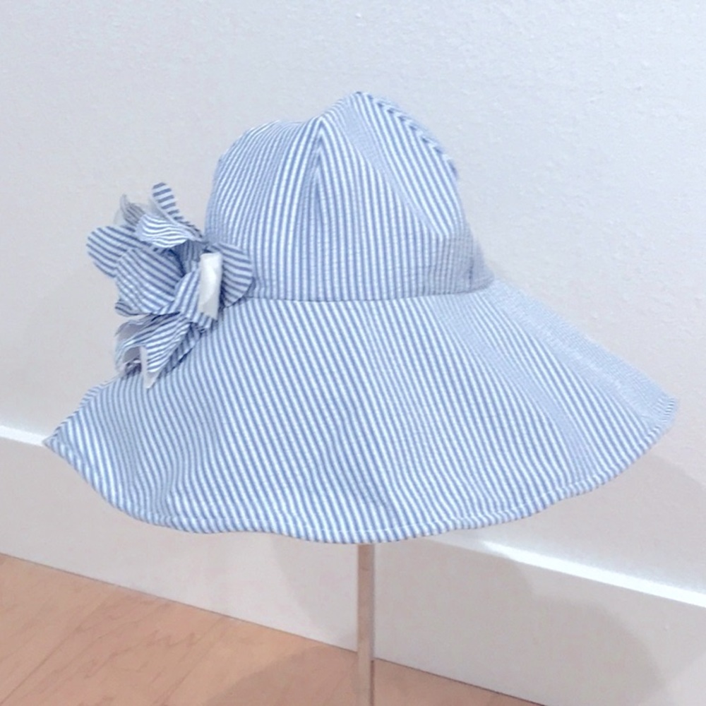 Bagley Mishka Wide Brim Seersucker Sun Hat